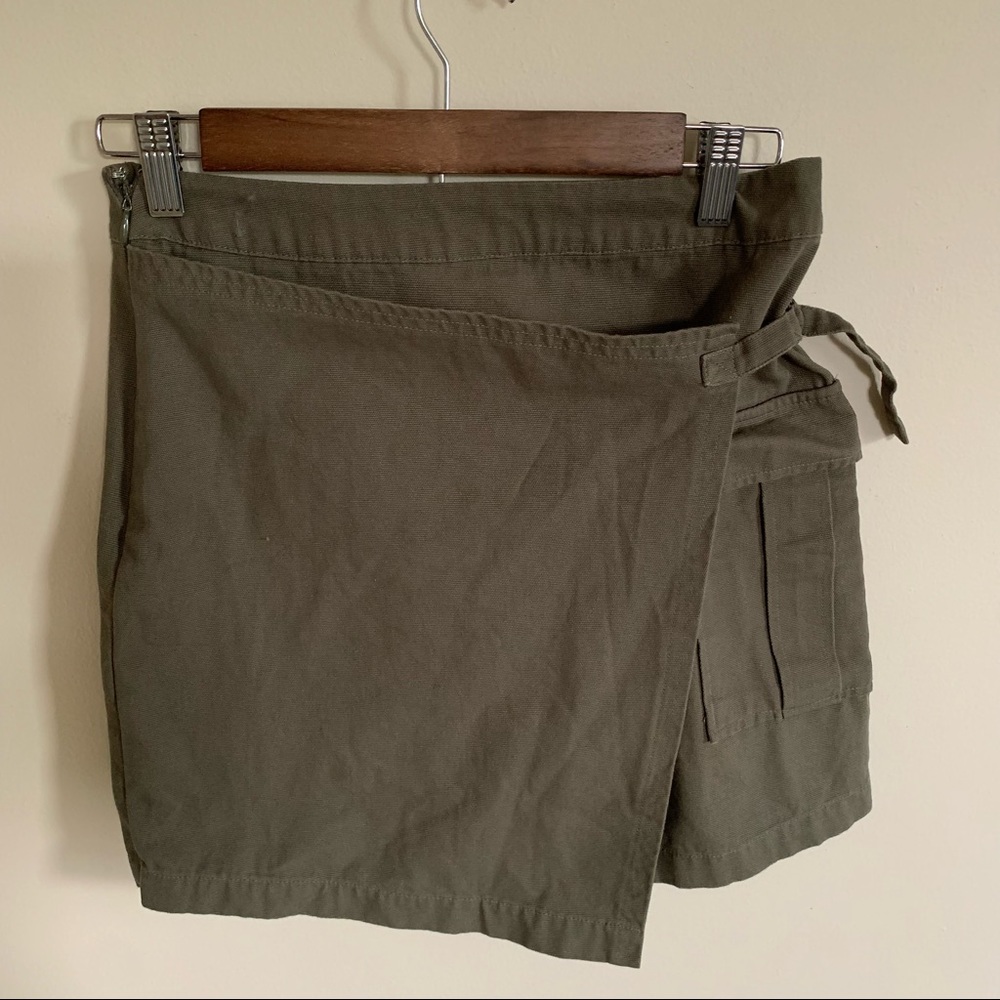 Urban Outfitters Khaki Green Wrap Mini-skirt